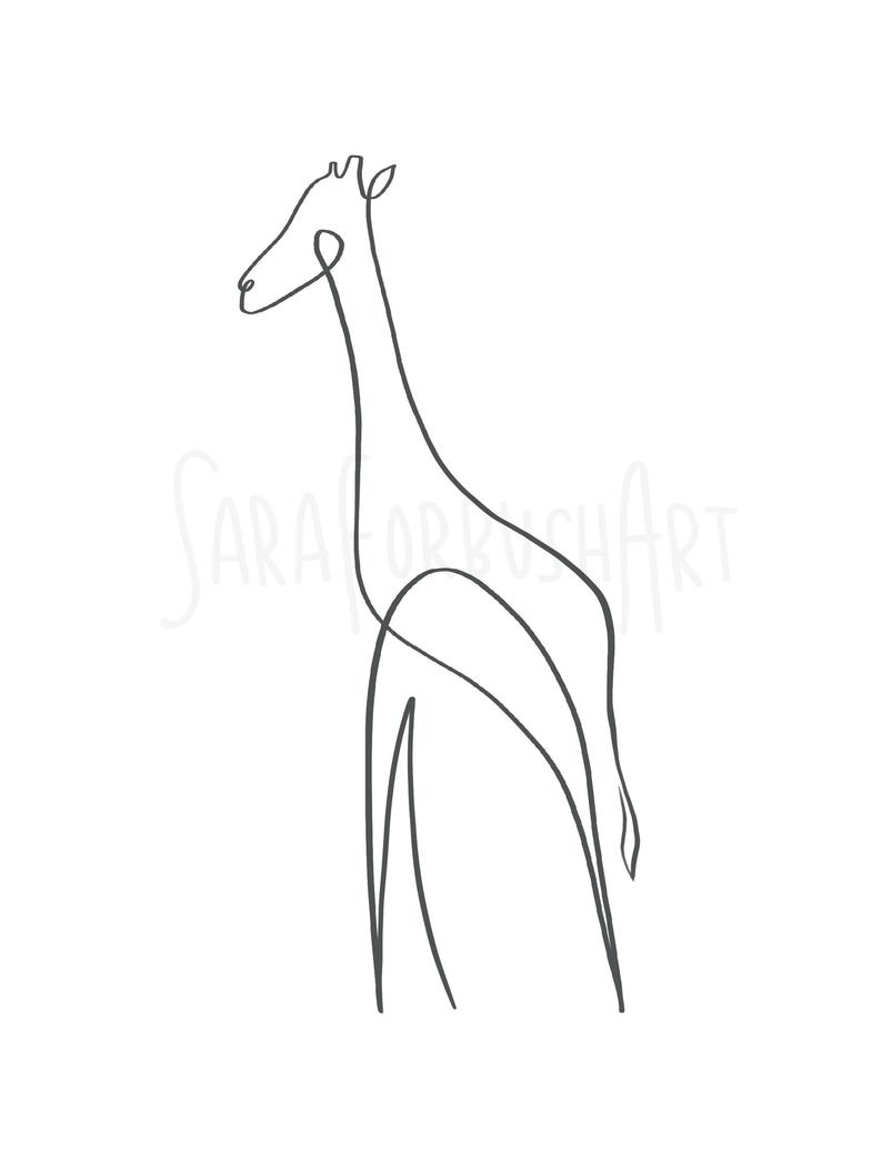 794x1059 Minimalist Giraffe Single Line Art Digital Download Etsy - Giraffe Line Drawing