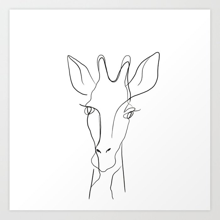 700x700 One Line Giraffe Painting Art Print - Giraffe Line Drawing