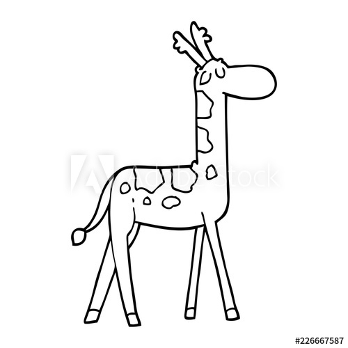 500x500 Line Drawing Cartoon Funny Giraffe - Giraffe Line Drawing