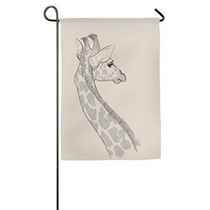425x425 Gagh Garden Flag Double Sided Pencil Drawing Giraffe - Giraffe Pencil Drawing