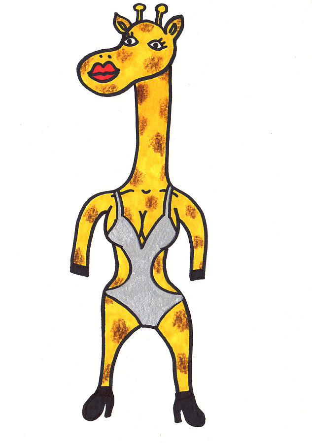 633x900 giraffe bathing suit drawing - Giraffe Pictures Drawing