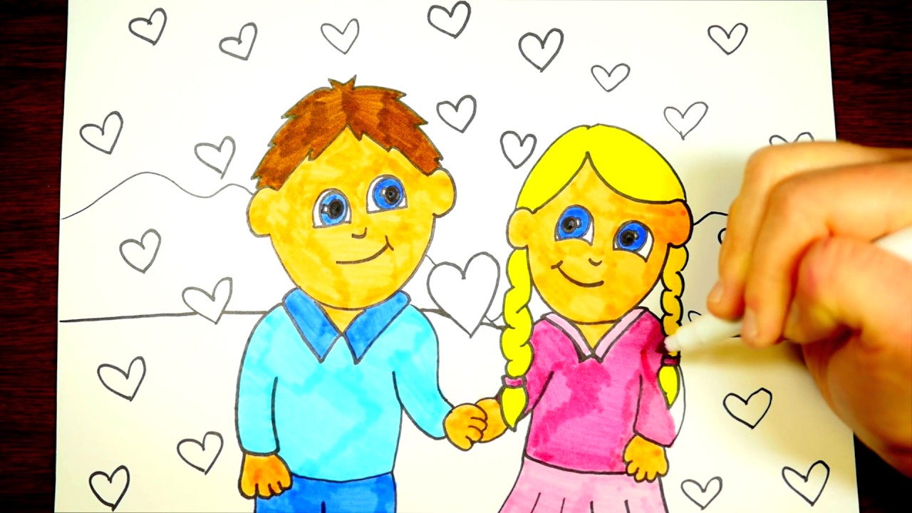 1280x720 How To Draw A Boy And Girl, Cute Drawing For Kids - Girl And Boy Drawing For Kids