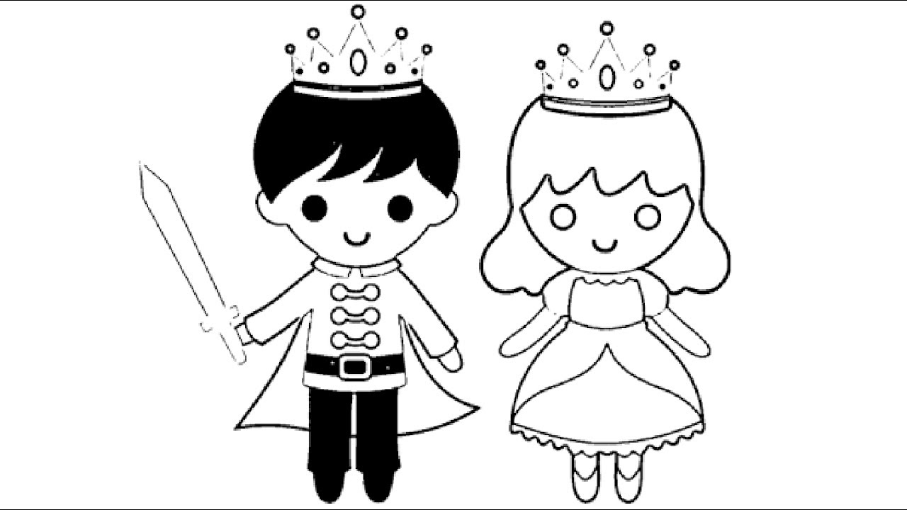 1280x720 little boy king and little girl queen coloring pages l kids - Girl And Boy Drawing For Kids