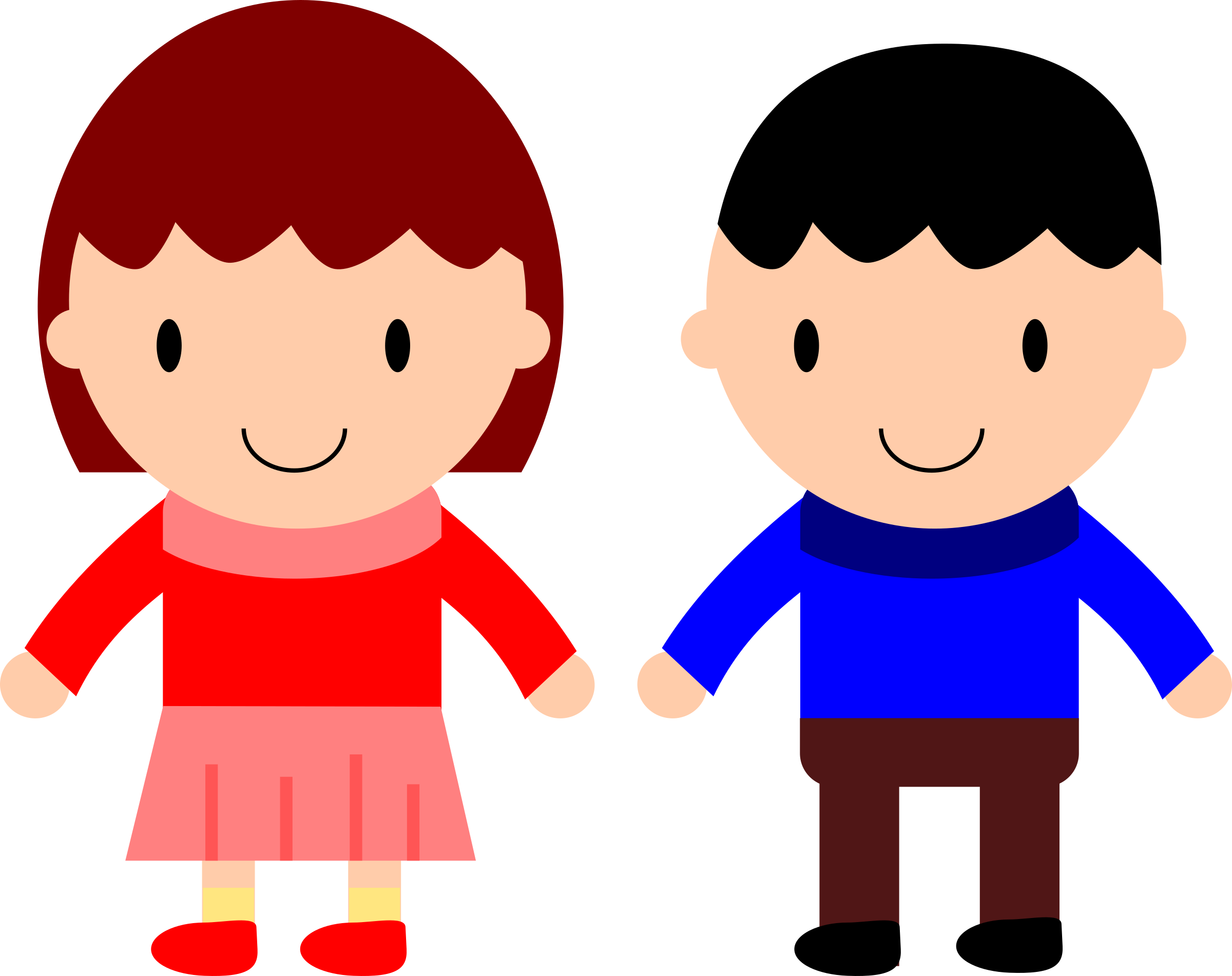 2400x1902 Boy And Girl Kids Clipart Great Free Clipart, Silhouette - Girl And Boy Drawing For Kids