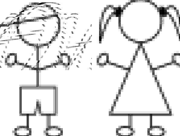 596x450 children, broods, lad, girl, lassie, boy, friends, line drawings - Girl And Boy Drawing For Kids