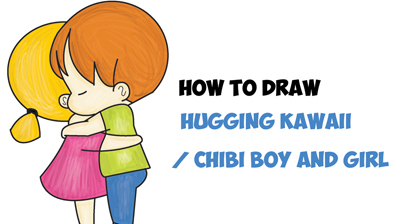 412x224 How To Draw Chibi Girl And Boy Hugging - Girl And Boy Hugging Drawing