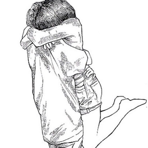 612x612 Drawing Of A Girl And Boy Hugging - Girl And Boy Hugging Drawing
