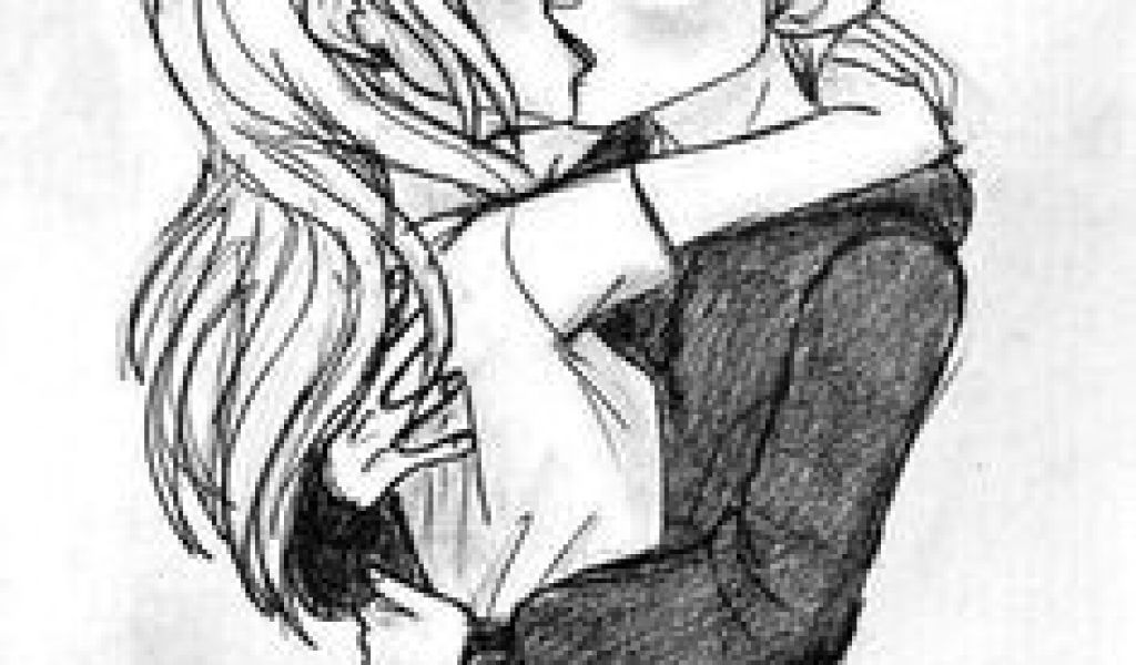 1024x600 Draw Girl And Boy Kissing - Girl And Boy Kissing Drawing