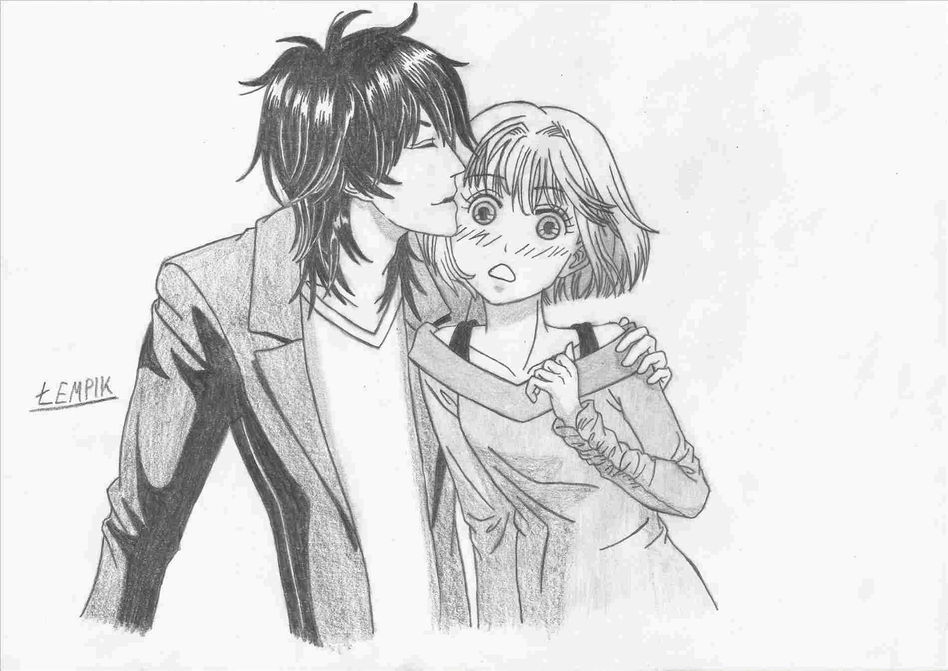1900x1345 Girl And Boy Kissing Drawing Easy - Girl And Boy Kissing Drawing