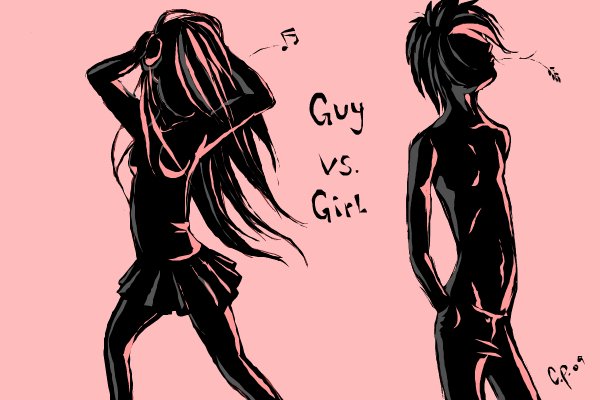 600x400 Guy Vs Girl A Music Speedpaint Drawing - Girl And Guy Drawing