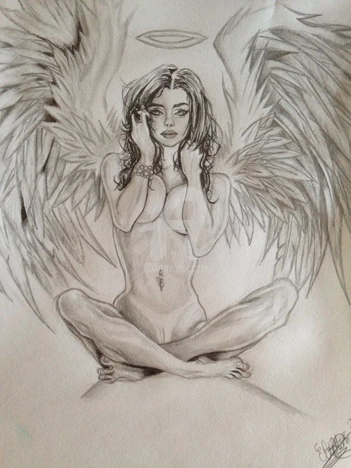 720x960 Angel Girl Drawing - Girl Angel Drawing