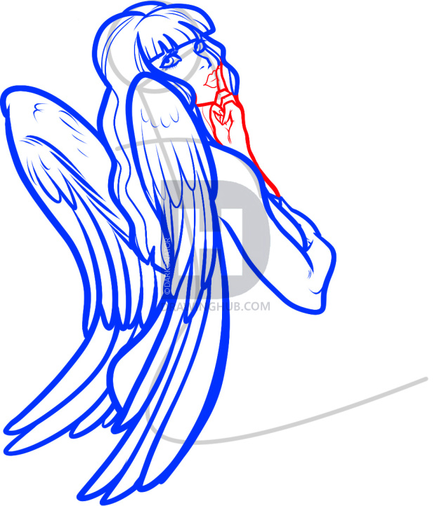 622x720 How To Draw An Angel Girl, Angel Girl, Step - Girl Angel Drawing