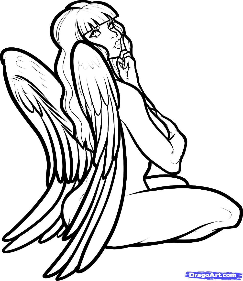 994x1150 How To Draw An Angel Girl, Angel Girl, Step - Girl Angel Drawing