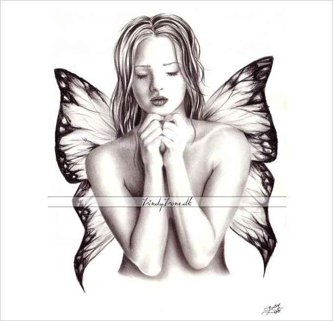680x657 Angel Drawings - Girl Angel Drawing