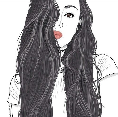 500x495 Art, Drawing, Fashion, Girl, Hair - Girl Art Drawing
