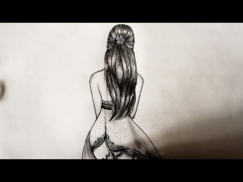480x360 How To Draw A Girl Back Sketch With Pencil Step - Girl Back Drawing