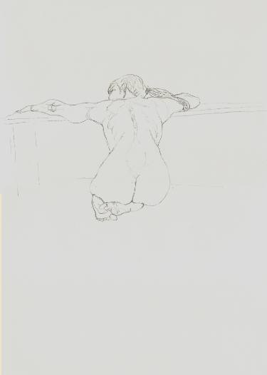 375x526 the vienna drawings 'back view of resting girl' drawing - Girl Back Drawing