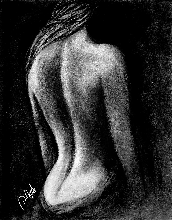 707x900 Woman's Pretty Back Drawing - Girl Back Drawing