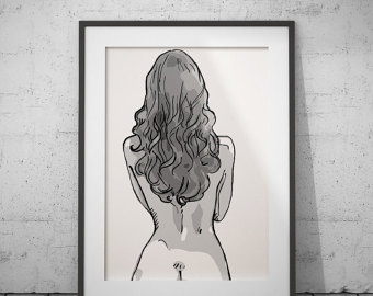 340x270 Woman Back Drawing Etsy - Girl Back Drawing
