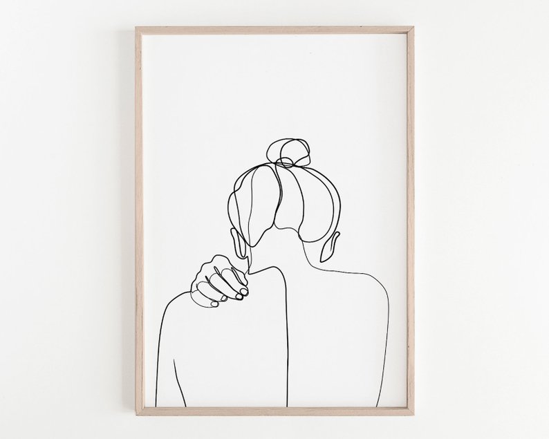 794x635 Woman Back Drawing Female Art Print One Line Art Printable Etsy - Girl Back Drawing