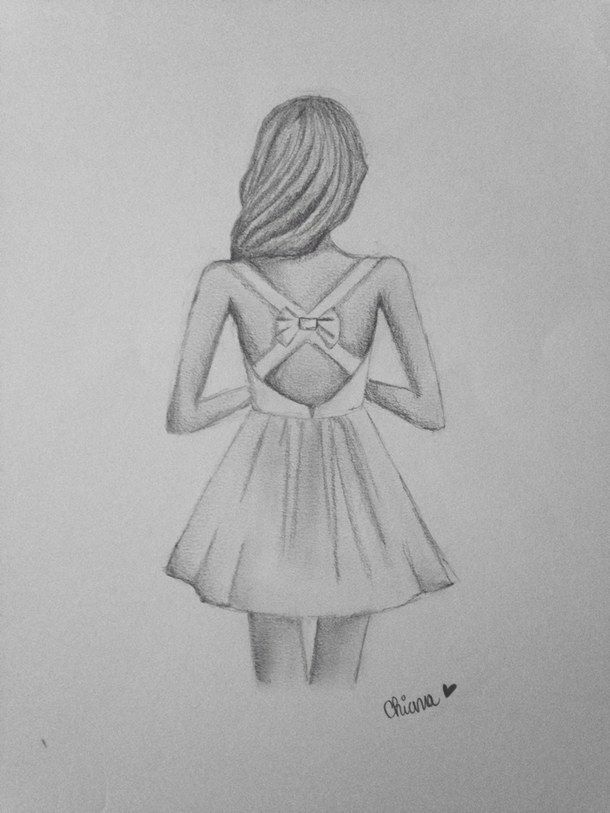 610x813 Amazing, Awesome, Back, Beautiful, Black And White, Bow, Cool - Girl Back Drawing