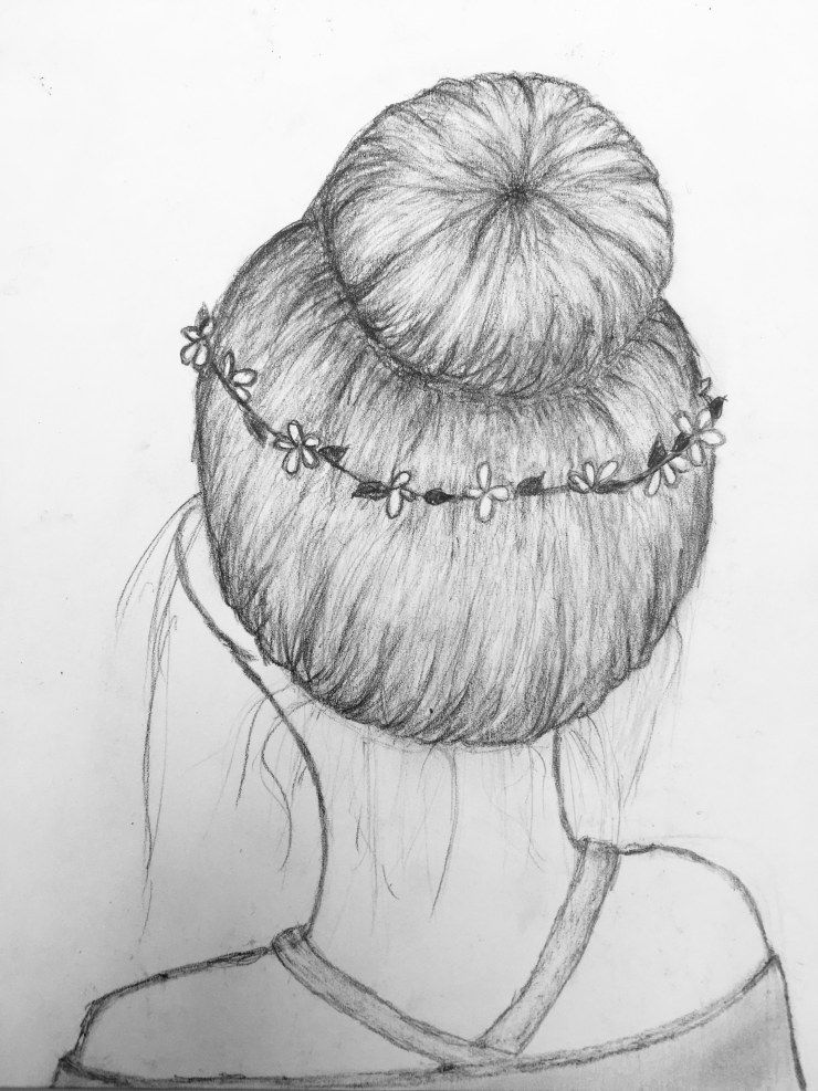 740x987 How To, Hair, Draw, Bun, Messy, Flower, Girl, Back, Sketch - Girl Back Drawing