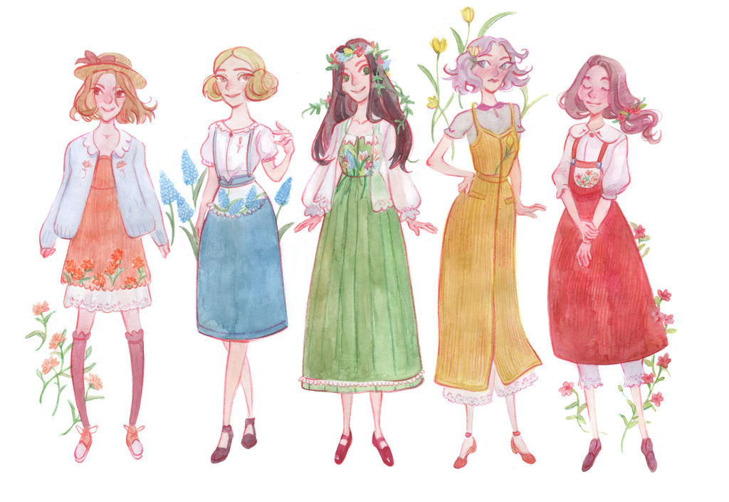 1024x705 Summer Garden Girl's Clothes Collection - Girl Clothes Drawing