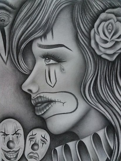 413x550 Chola Sad Girl Clown Posters - Girl Clown Drawing