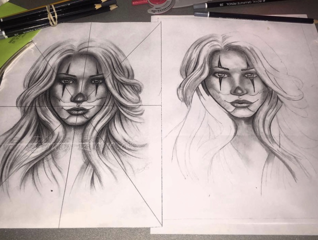 1242x936 Girl Clown Drawing Progress! - Girl Clown Drawing