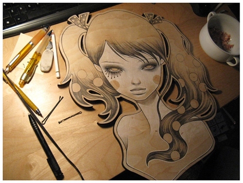 500x377 Audrey, Audrey Kawasaki, Clown, Drawing, Girl, Kawasaki - Girl Clown Drawing