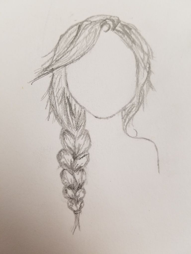 768x1024 Drawing A Braid On A Girl Steps - Girl Drawing