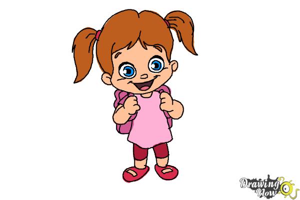 600x400 How To Draw A School Girl - Girl Drawing A Picture