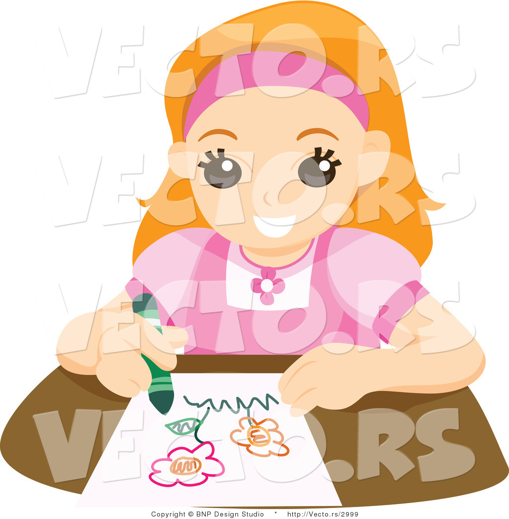 1024x1044 Little Girl Drawing Clipart - Girl Drawing A Picture
