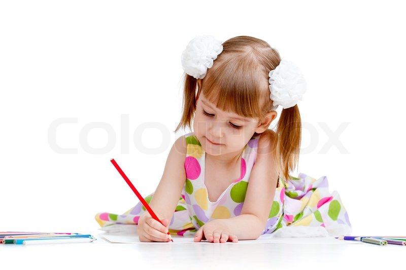 800x533 cute girl drawing a picture with color stock photo colourbox - Girl Drawing A Picture