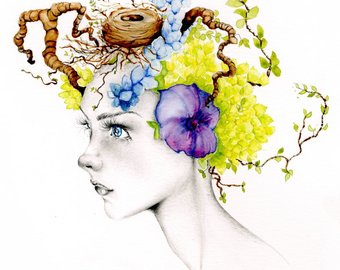 340x270 Pencil Drawings Illustrations Etsy - Girl Drawing Art