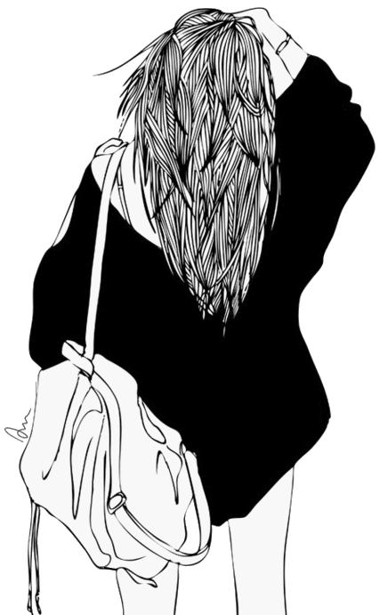 427x691 Drawing Sadness Sad Girl Photography Tumblr Black White - Girl Drawing Black And White