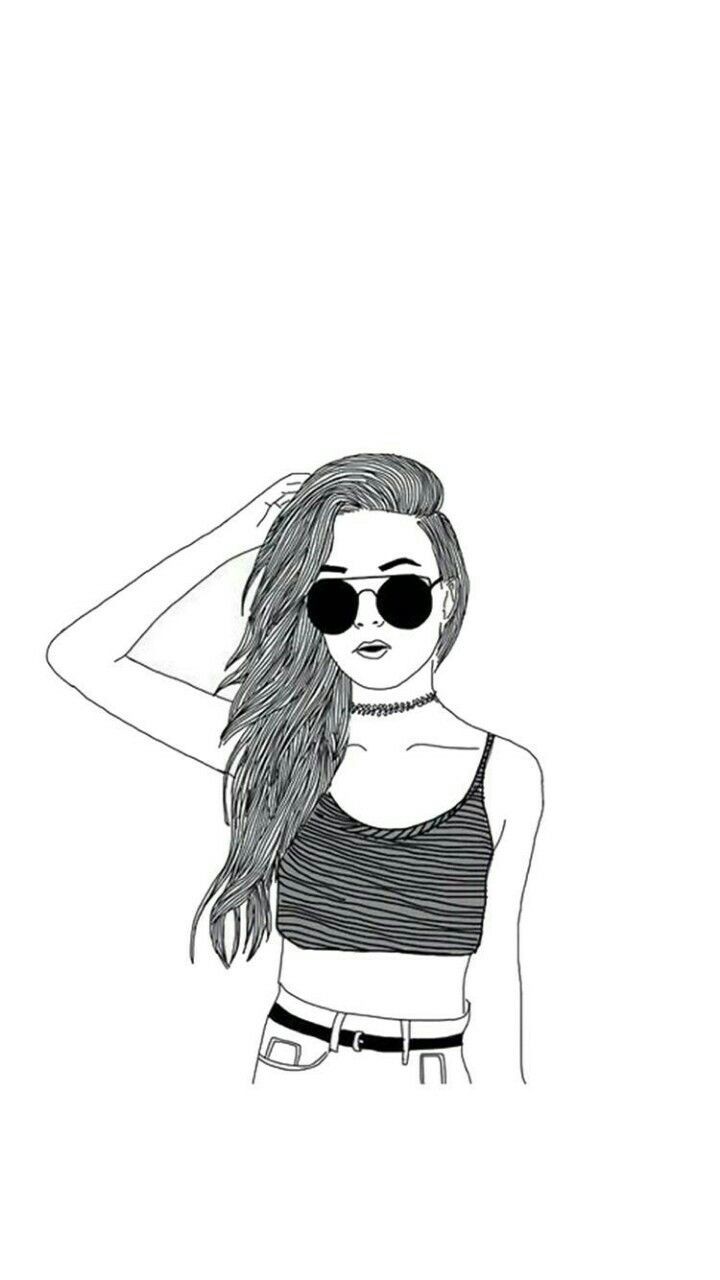 720x1280 Girl Drawing Tumblr - Girl Drawing Black And White