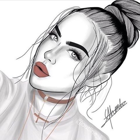 480x480 Outlines Outline Tumblr Girl Draw Drawing Art Black And White Draw - Girl Drawing Black And White