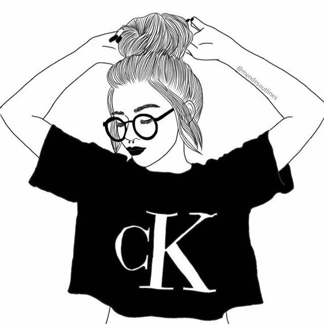 640x640 Vintagetravelin Things To Draw Tumblr Girl - Girl Drawing Black And White