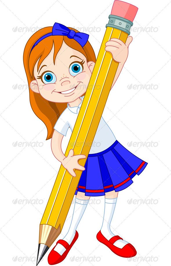 590x918 girl holding pencil fonts logos icons cartoon girl drawing - Girl Drawing Clipart