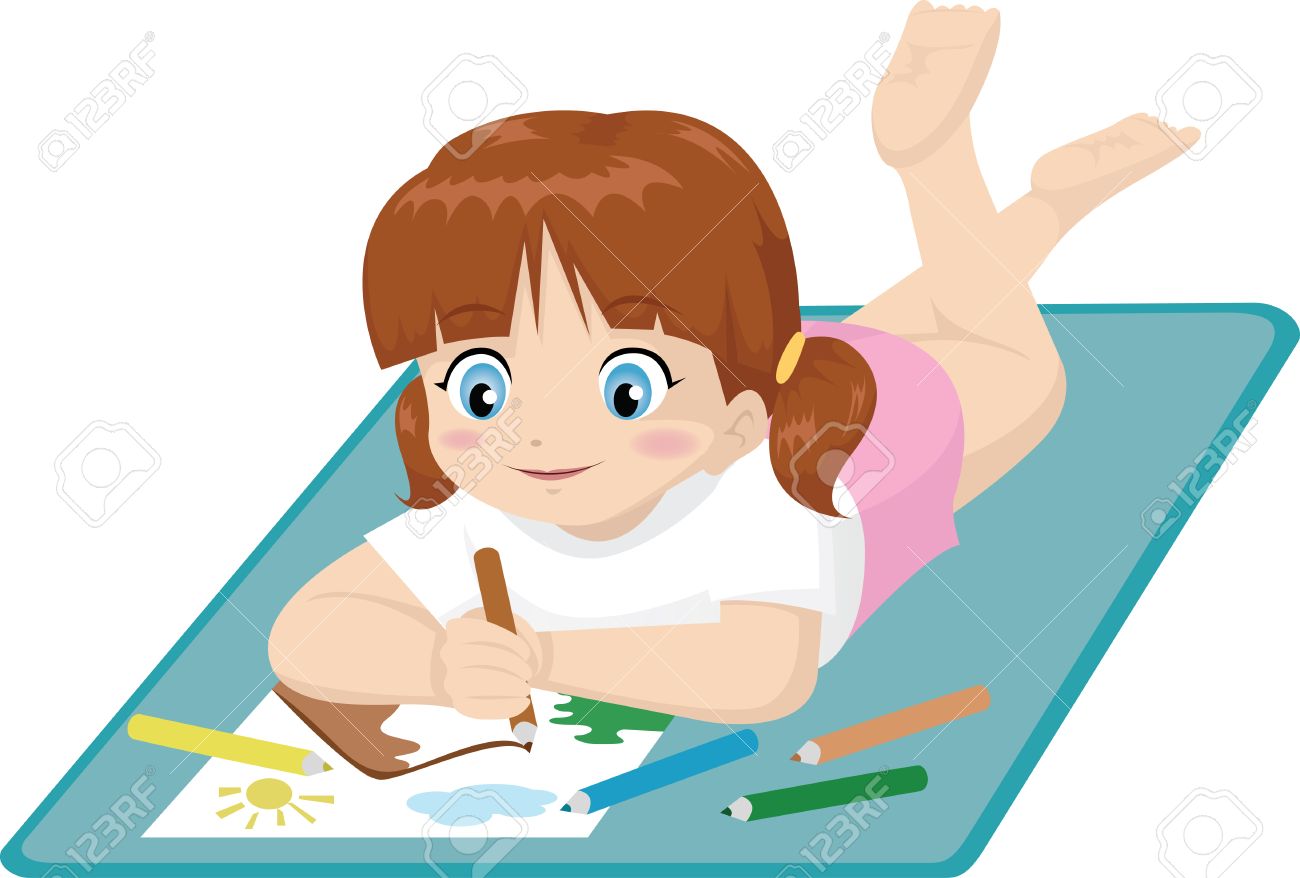 1300x878 Little Girl Drawing - Girl Drawing Clipart
