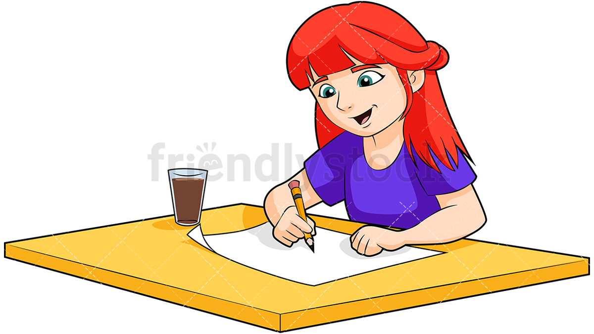 1200x675 Redhead Little Girl Drawing Cartoon Vector Clipart - Girl Drawing Clipart