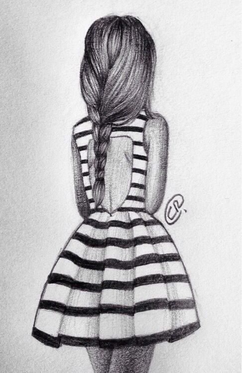486x750 girl fashion dress drawing stripes art diy drawings, hipster - Girl Drawing Dress