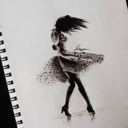 500x500 Image About Girl In Drawings - Girl Drawing Dress