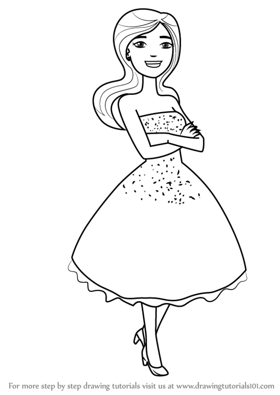 567x800 Learn How To Draw A Beautiful Girl In Black Dress - Girl Drawing Dress