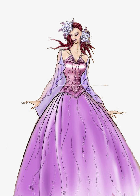 472x657 Wearing A Purple Dress Girl Hand Drawing, Purple, Dresses, Girl - Girl Drawing Dress