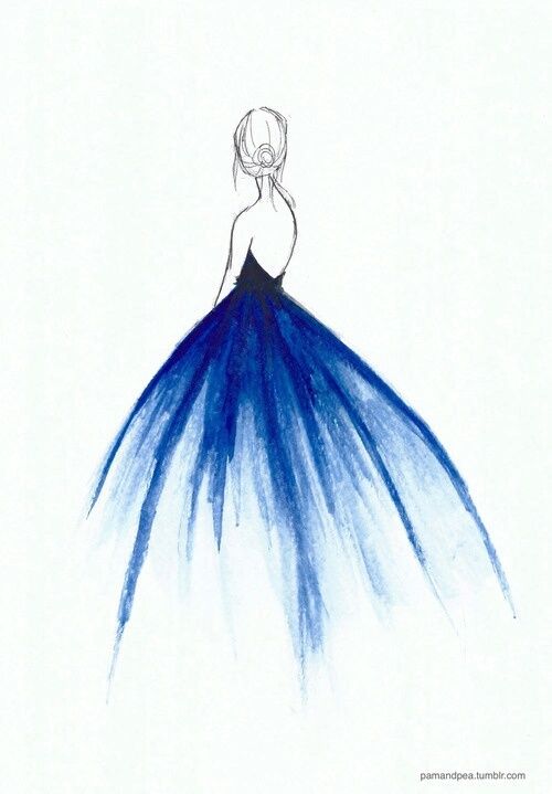 500x719 would love a dress this color that flows to white on the bottom - Girl Drawing Dress