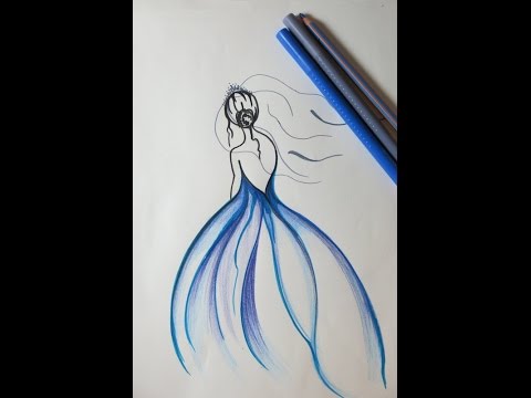 480x360 diy drawing a girl with blue dress beautiful drawings, blue dress - Girl Drawing Dress