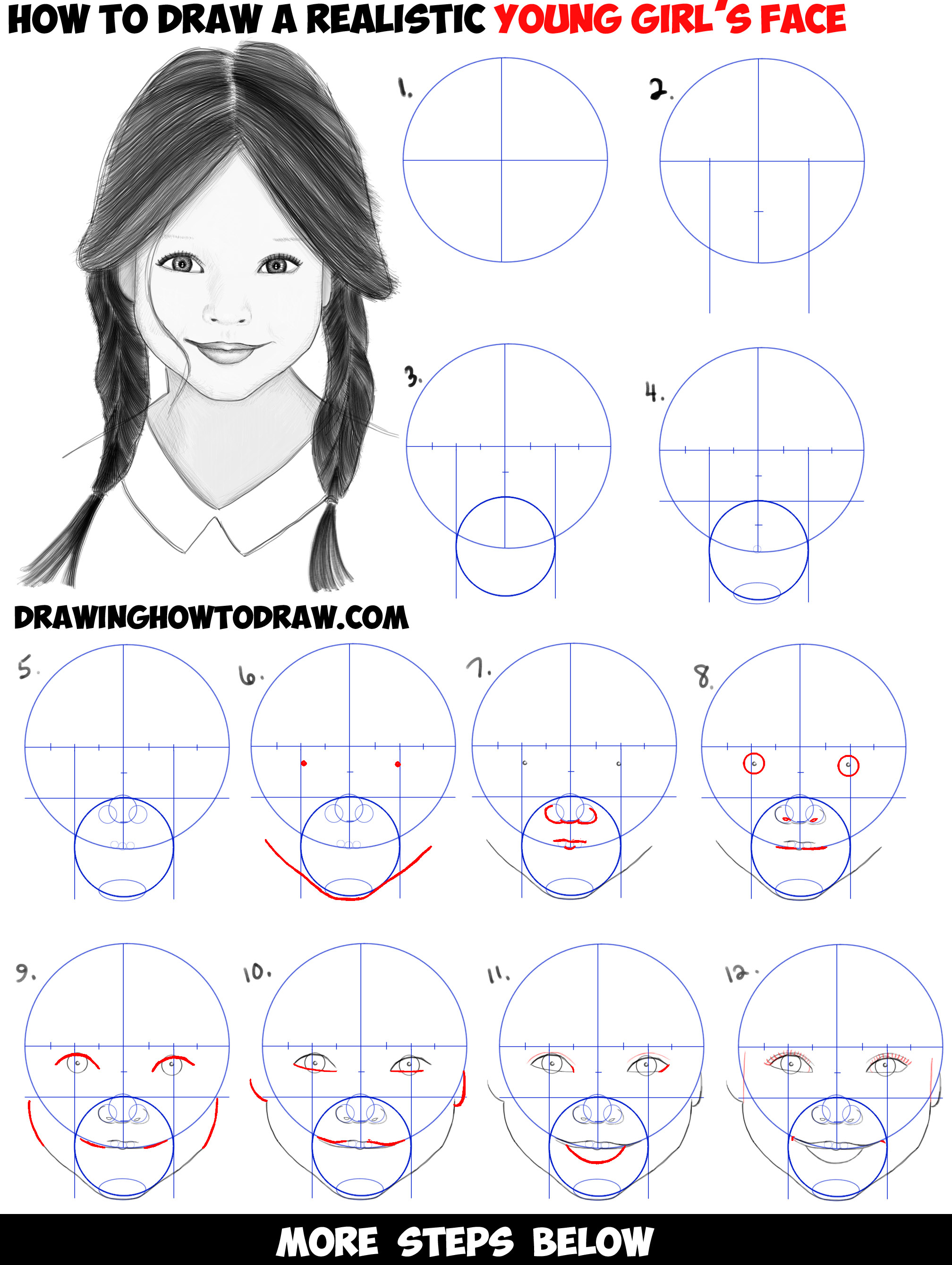 2016x2679 how to draw a realistic cute little girl's facehead step - Girl Drawing Face