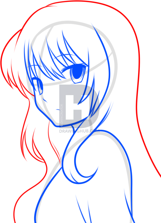 519x720 How To Draw An Anime Girl For Kids, Step - Girl Drawing For Kids